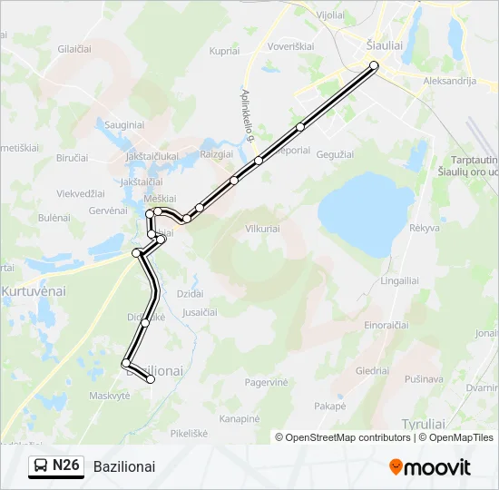 N26 Bus Line Map