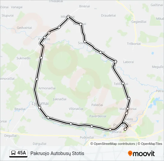 45A Bus Line Map