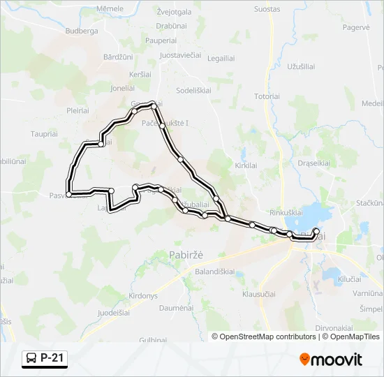 Автобус P-21: карта маршрута