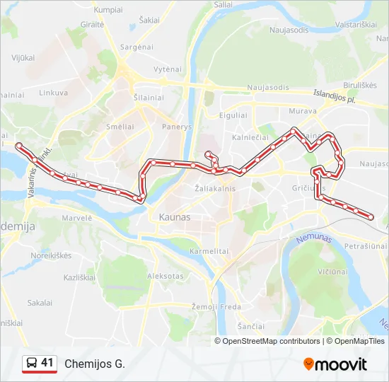 Автобус 41: карта маршрута