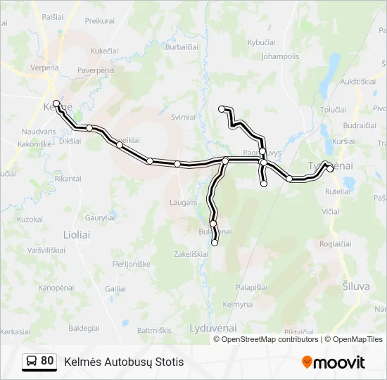 Автобус 80: карта маршрута