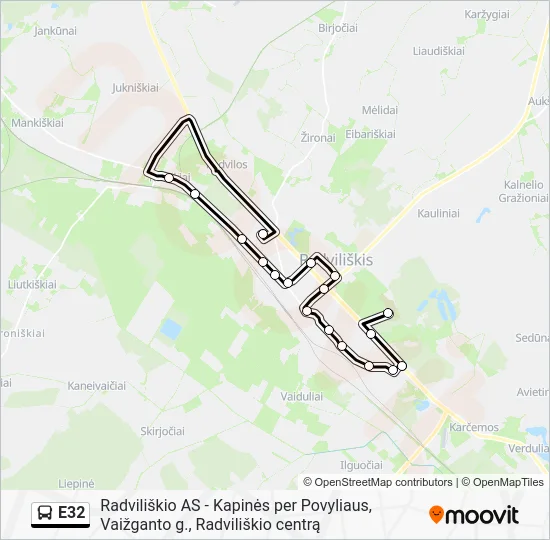 Автобус E32: карта маршрута