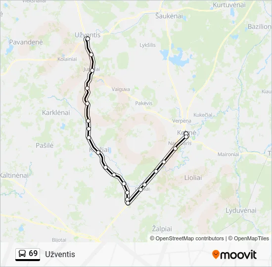 Автобус 69: карта маршрута