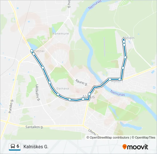 Автобус 6: карта маршрута