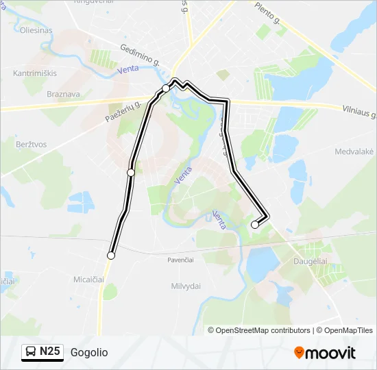 N25 Bus Line Map