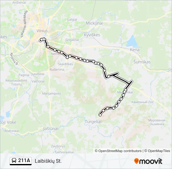 211A Bus Line Map