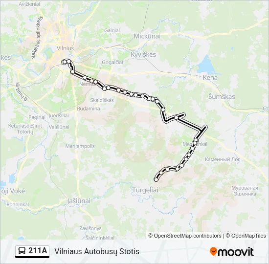 211A Bus Line Map