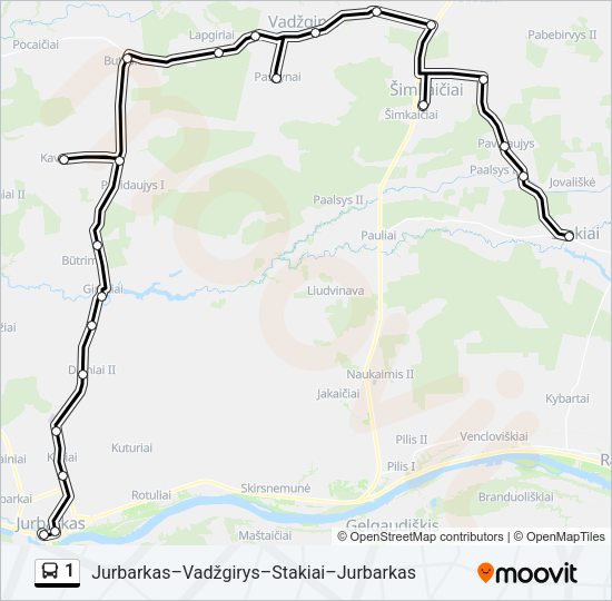Автобус 1: карта маршрута