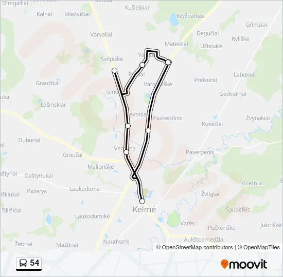 54 Bus Line Map
