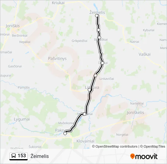 Автобус 153: карта маршрута