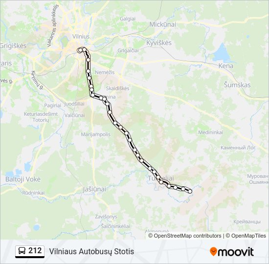 Автобус 212: карта маршрута