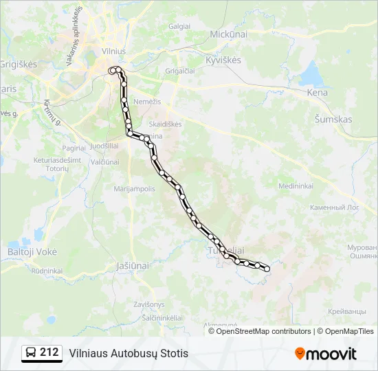 Автобус 212: карта маршрута