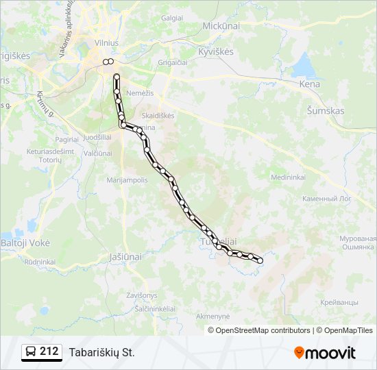 Автобус 212: карта маршрута