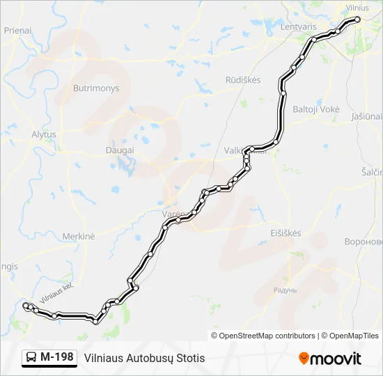 Автобус M-198: карта маршрута