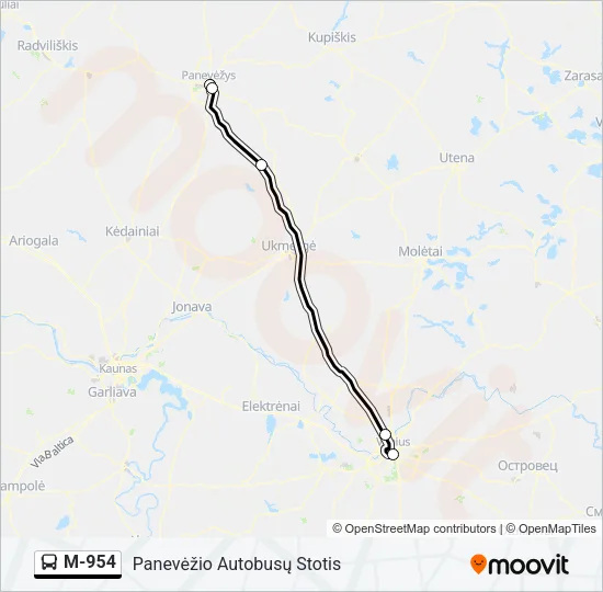 M-954 Bus Line Map