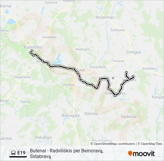 E19 Bus Line Map