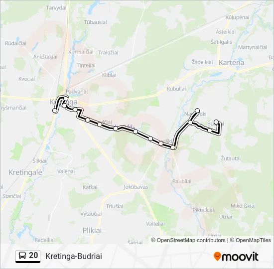 Автобус 20: карта маршрута