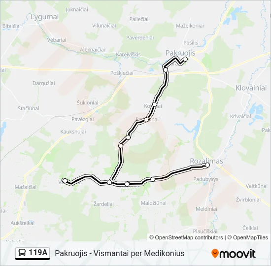 119A Bus Line Map