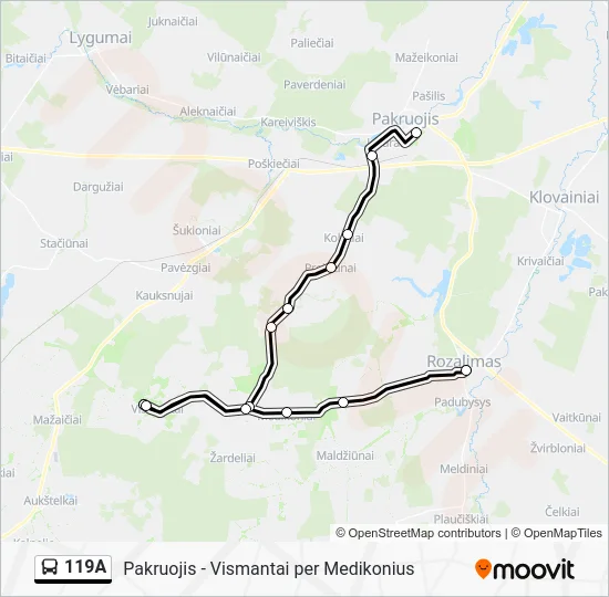 Автобус 119A: карта маршрута