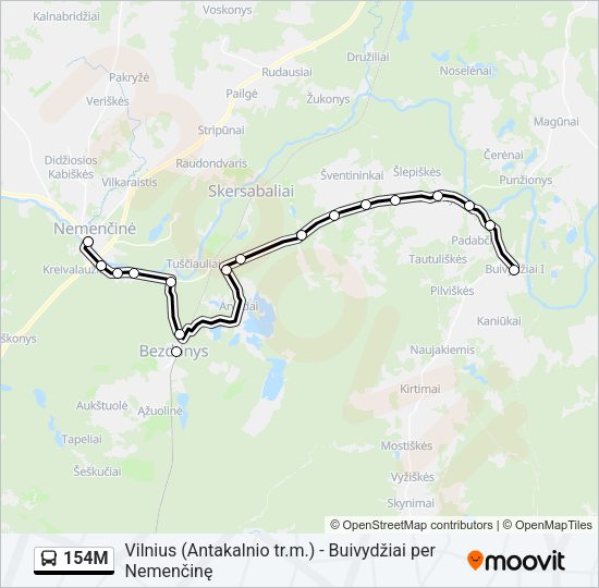 Автобус 154M: карта маршрута