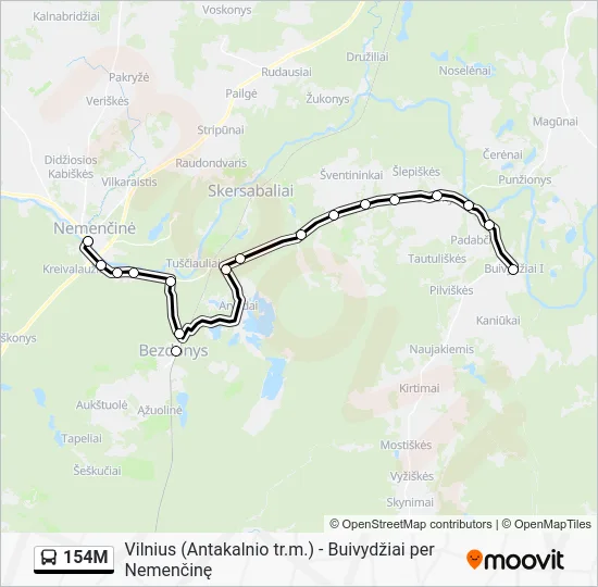 Автобус 154M: карта маршрута