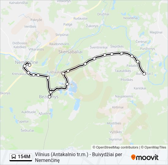 Автобус 154M: карта маршрута