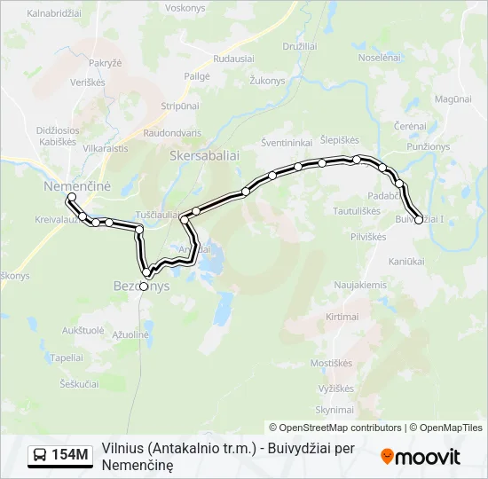 154M Bus Line Map