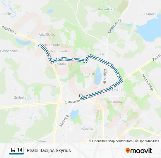 Автобус 14: карта маршрута