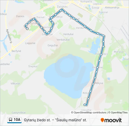 Автобус 10A: карта маршрута