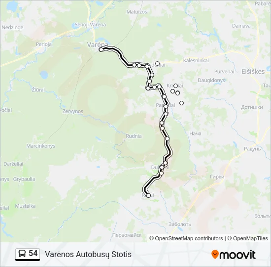 Автобус 54: карта маршрута