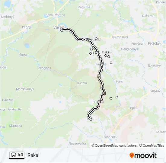 54 Bus Line Map
