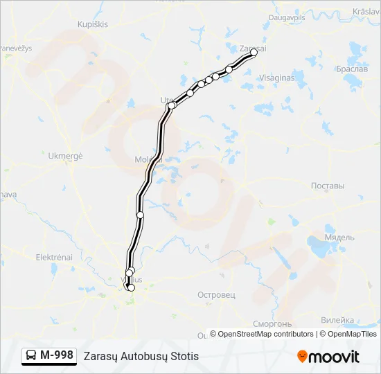 M-998 Bus Line Map