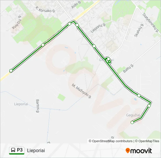 Автобус P3: карта маршрута