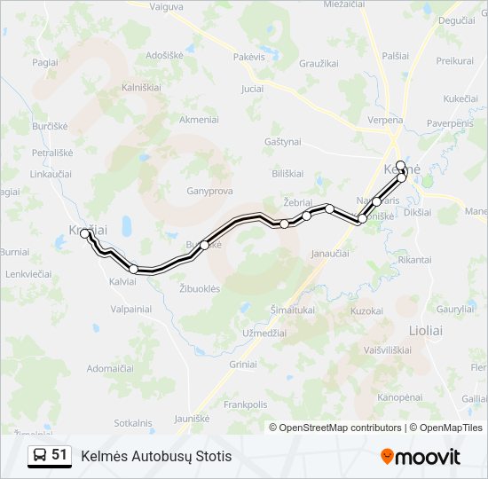 Автобус 51: карта маршрута