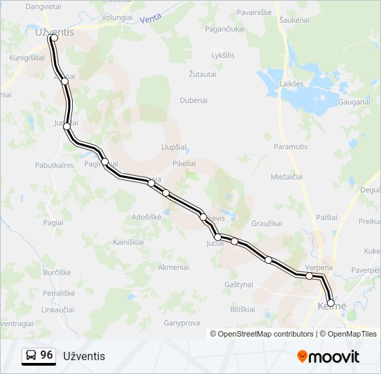 Автобус 96: карта маршрута