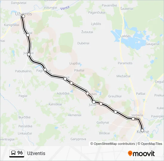 Автобус 96: карта маршрута