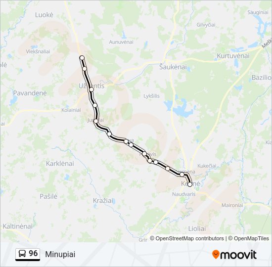 Автобус 96: карта маршрута