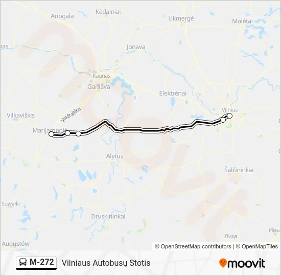 Автобус M-272: карта маршрута