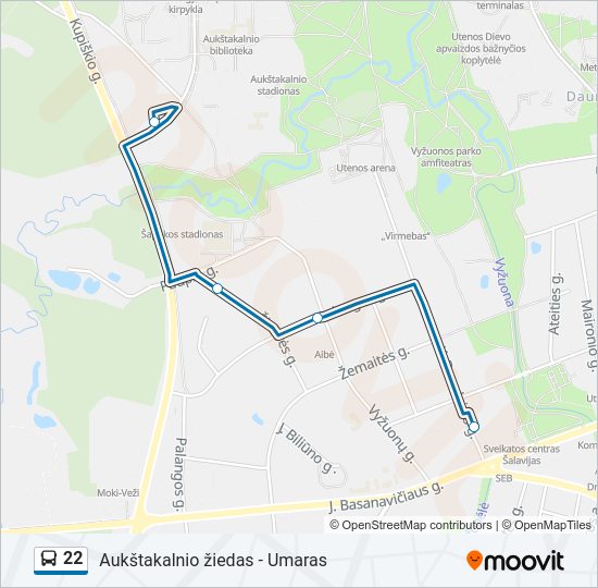 Автобус 22: карта маршрута