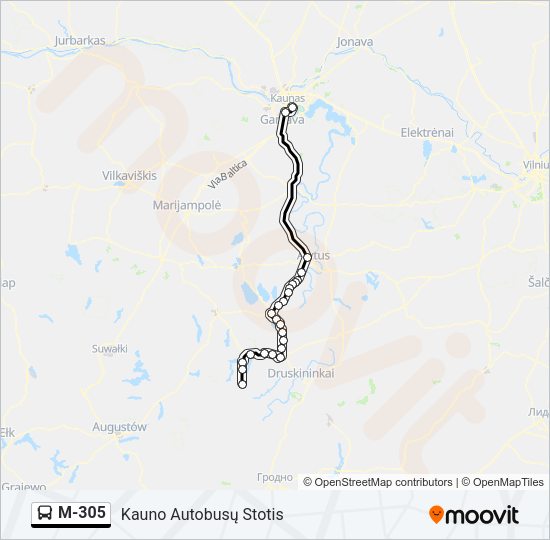 Автобус M-305: карта маршрута