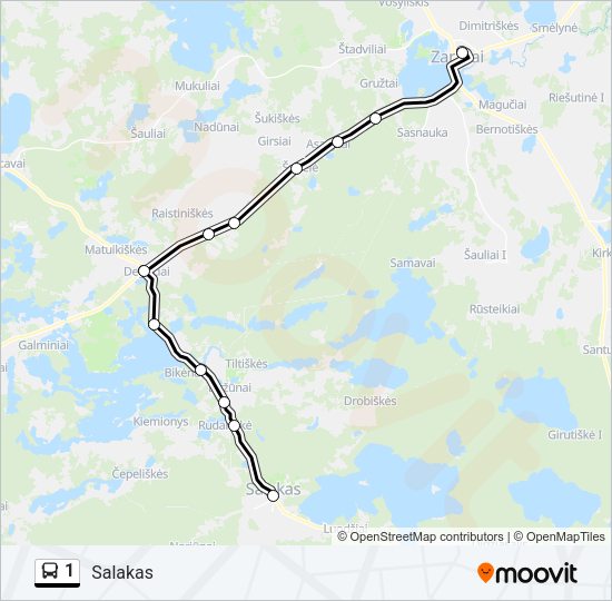 Автобус 1: карта маршрута