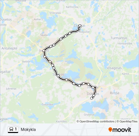 Автобус 1: карта маршрута