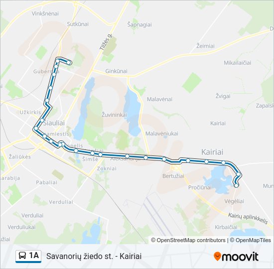 Автобус 1A: карта маршрута