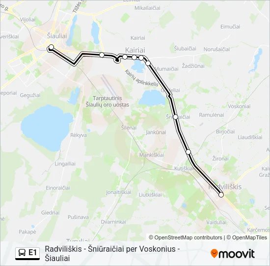 E1 Bus Line Map