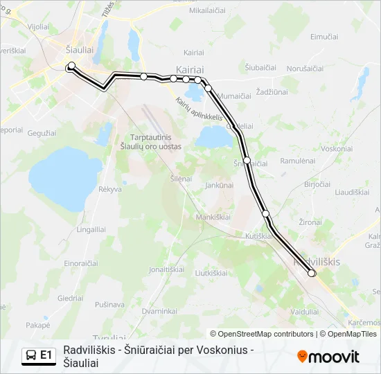 E1 Bus Line Map