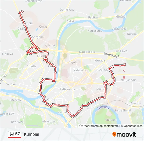 Автобус 57: карта маршрута