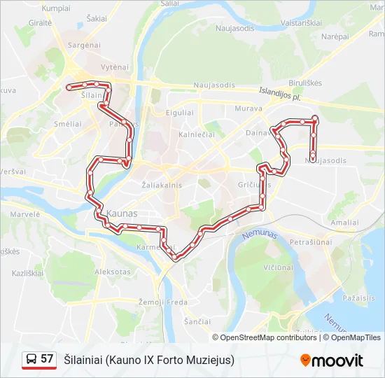 Автобус 57: карта маршрута