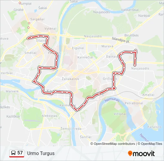 57 Bus Line Map