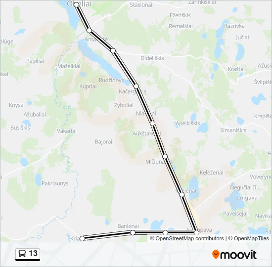 Автобус 13: карта маршрута