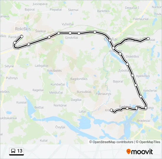 Автобус 13: карта маршрута